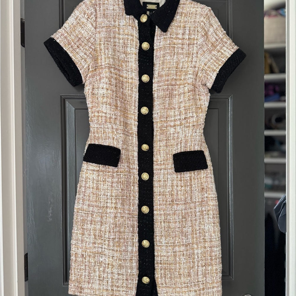 Alexia Admor Beige and Black Tweed Mini Dress - Picture 4 of 5